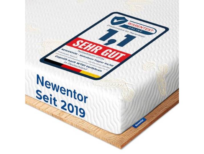 Newentor® Topper 120x200cm H4 H5, eingetragenes Design, Ergo-Viscoschaum 7 cm hoch, 2-in-1 Härtegrad Matratzen Topper, Öko-Tex, waschbarer Bezug, für Matratze, Boxspringbett, Schlafsofa