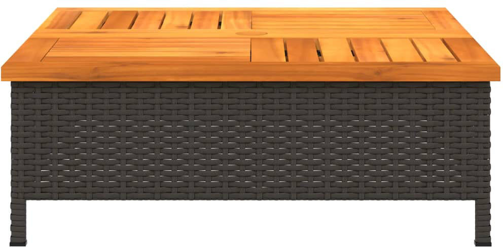 Ebern Designs Parasol Base Cover 70X70x25 Cm Poly Rattan And Acacia Black/Brown 250mm H X 70cm W X 70cm D