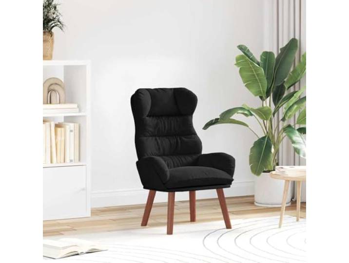 WHOPBXGAD Samt Modern Design Sessel Schwarz 69x74x93cm Sessel Schwarz 69 x 74 x 93 cm Samt Modern Polstersessel mit Gummibaumfüßen für Wohnzimmer Büro Schlafzimmer