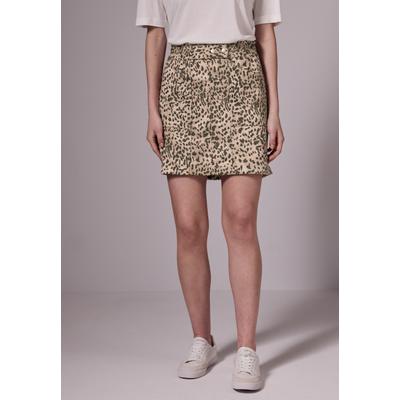 Sommerrock STREET ONE STUDIO, Damen, Gr. 44, braun (creamy braun), Stoff, 90% Polyester, 10% Elasthan, bedruckt, gerade kniefrei, Röcke, mit Elastikbund
