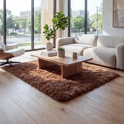 Teppich MCW-F69, Shaggy Läufer Hochflor Langflor, Stoff/Textil flauschig weich 200x140cm ~ dunkelbraun