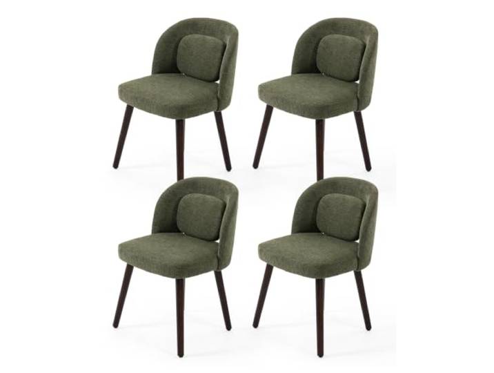 Villeston Esszimmerstühle 4er Set inklusive Kissen Chenille, Ergonomische Rückenlehne, Massivholzbeine, Essstühle für Küche
