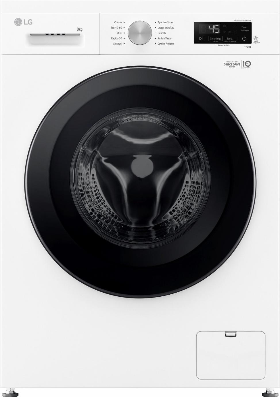 LG F4NX1008NWK, Frontlader, 8 kg, B, 75 dB, 1400 RPM, A