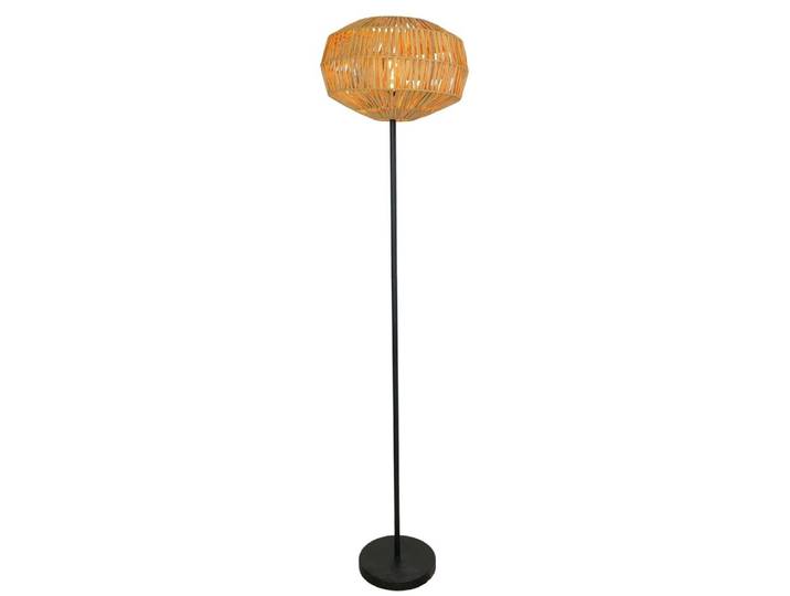 Lampe sur pied EGLO Sheldon\, lampe de style bohème pour salon\, lampe sur pied en métal noir avec abat-jour en papier tressé\, culot E27\, 153\,5 cm