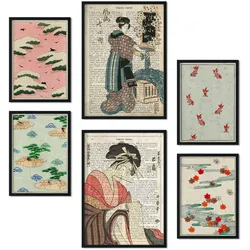 POSTER Set Mit 6 Von Japan Sammlung A3 & A4 Schwarzer Rahmen