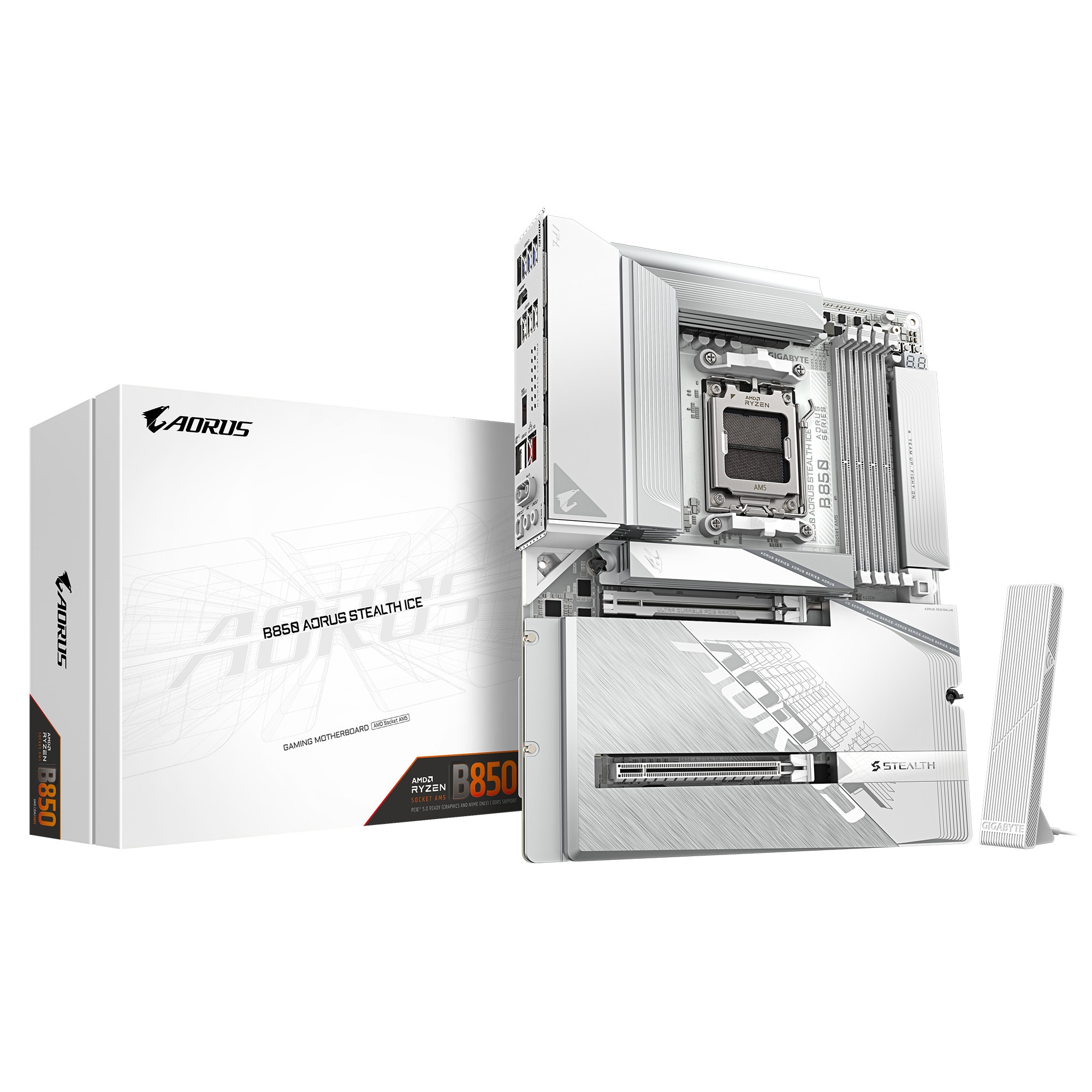 GIGABYTE B850 AORUS STEALTH ICE ATX Mainboard Sockel AM5 HDMI/M.2 B850 A STEALTH ICE