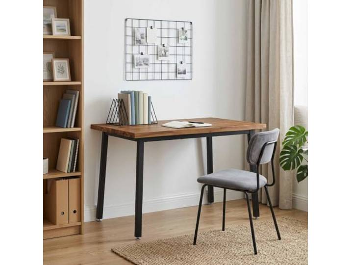 Moderner Esstisch, 120 x 70 x 75 cm, Akazienholz, massiv, Natur Massives Akazienholz, Beine aus verzinktem Stahl, modernes Design, Innenbereich, rutschfestes Zubehör