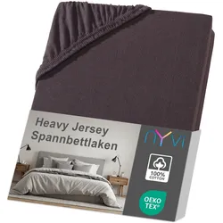 NYVI Spannbettlaken DreamScience Heavy Jersey  - Spannbetttuch, Formstabil, 160g/m2, Rundum-Gummizug, Bügelfrei 90x200 - 100x200 cm braun