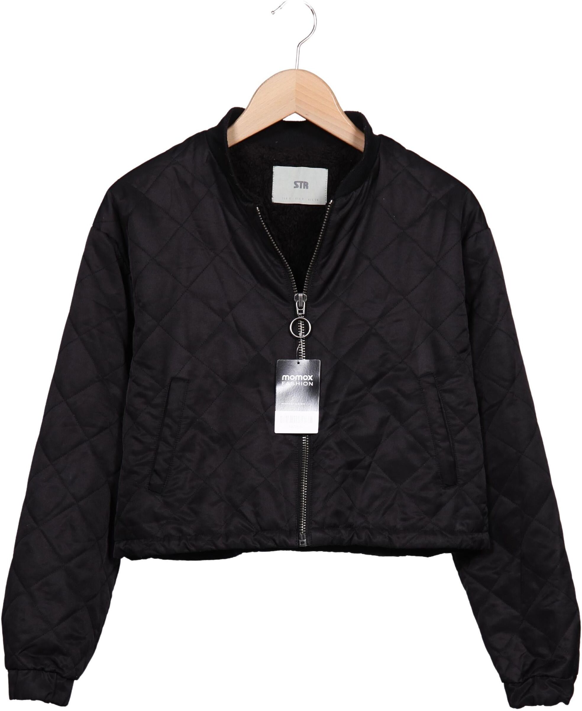 Stradivarius Damen Jacke, Schwarz, Gr. S, Synthetik - Second Hand