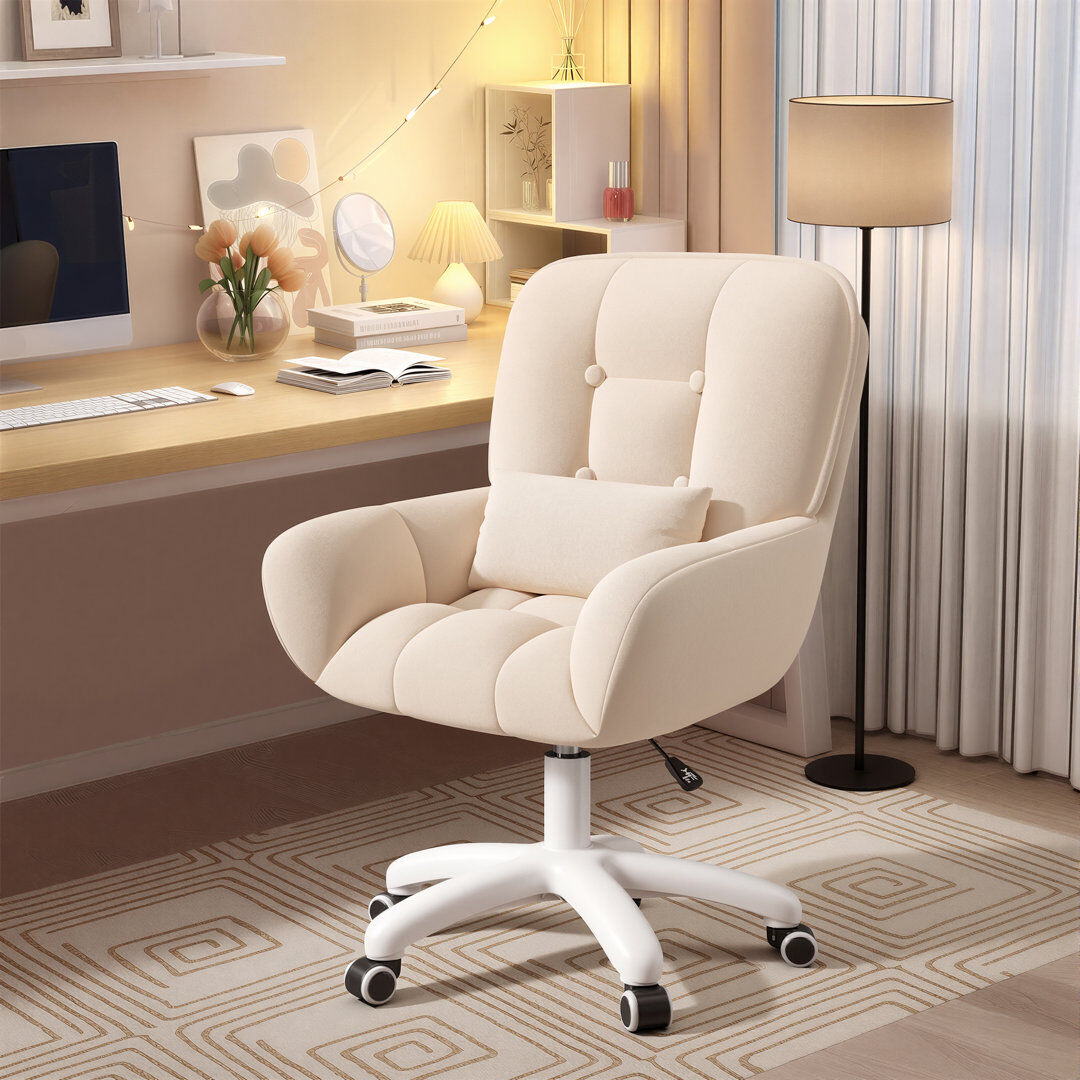 Fairmont Park Velvet Office Chair Beige/White 56cm W X 58cm D