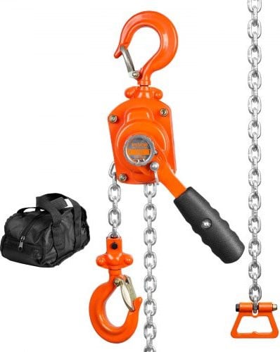 VEVOR Mini Hefboomtakel 0,5T, Oranje Kettingtakel van Staal met 1,40m Hefhoogte