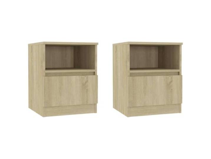 KUTYWEXFM Nachttische 2er Set Sonoma-Eiche Beistelltisch 40x40x50 cm Funktionale Beistellschränke fürs Schlafzimmer mit Schublade und Regalfach für Zeitschriften und Bücher.