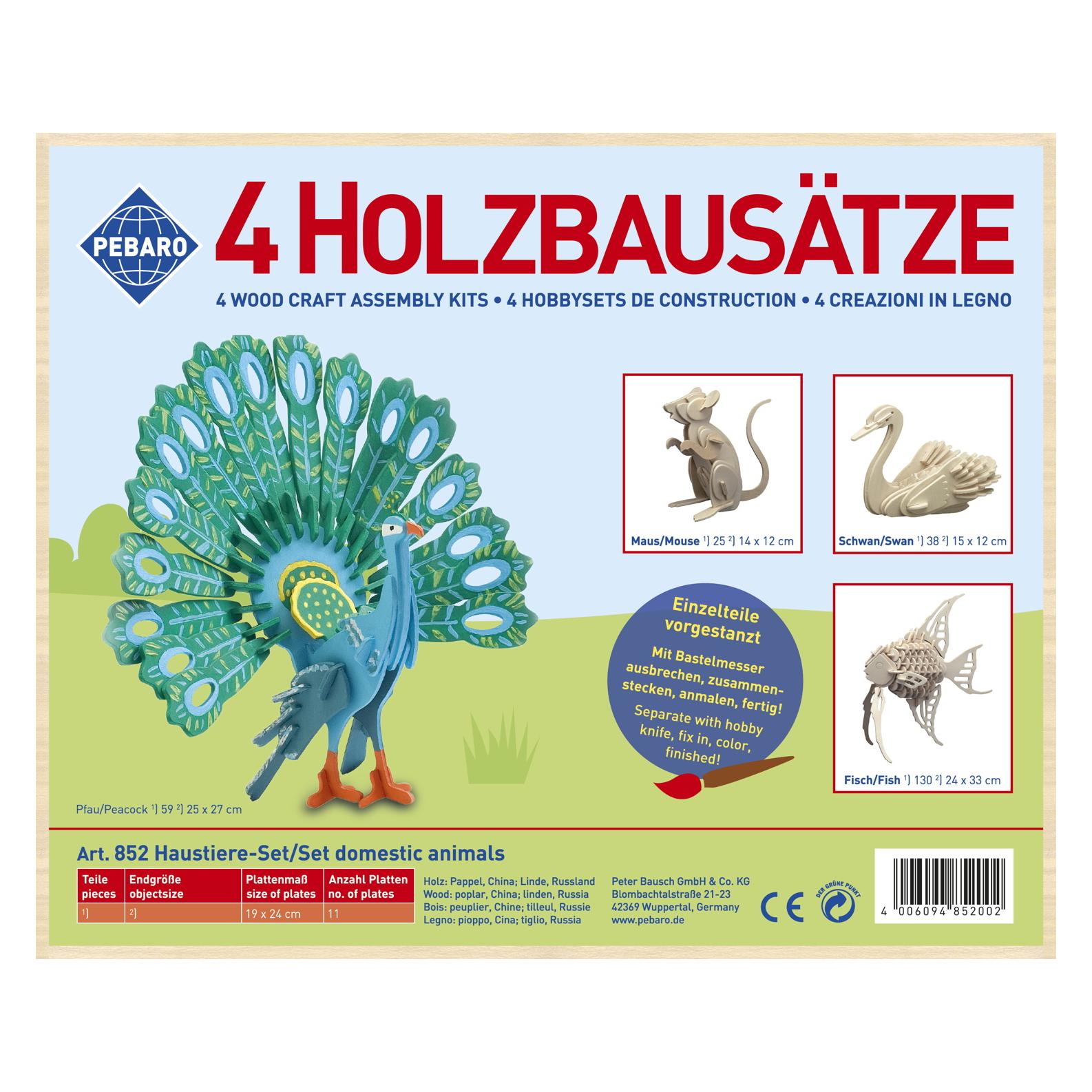 Pebaro Holzbausätze 4 xHaustiere (M852)