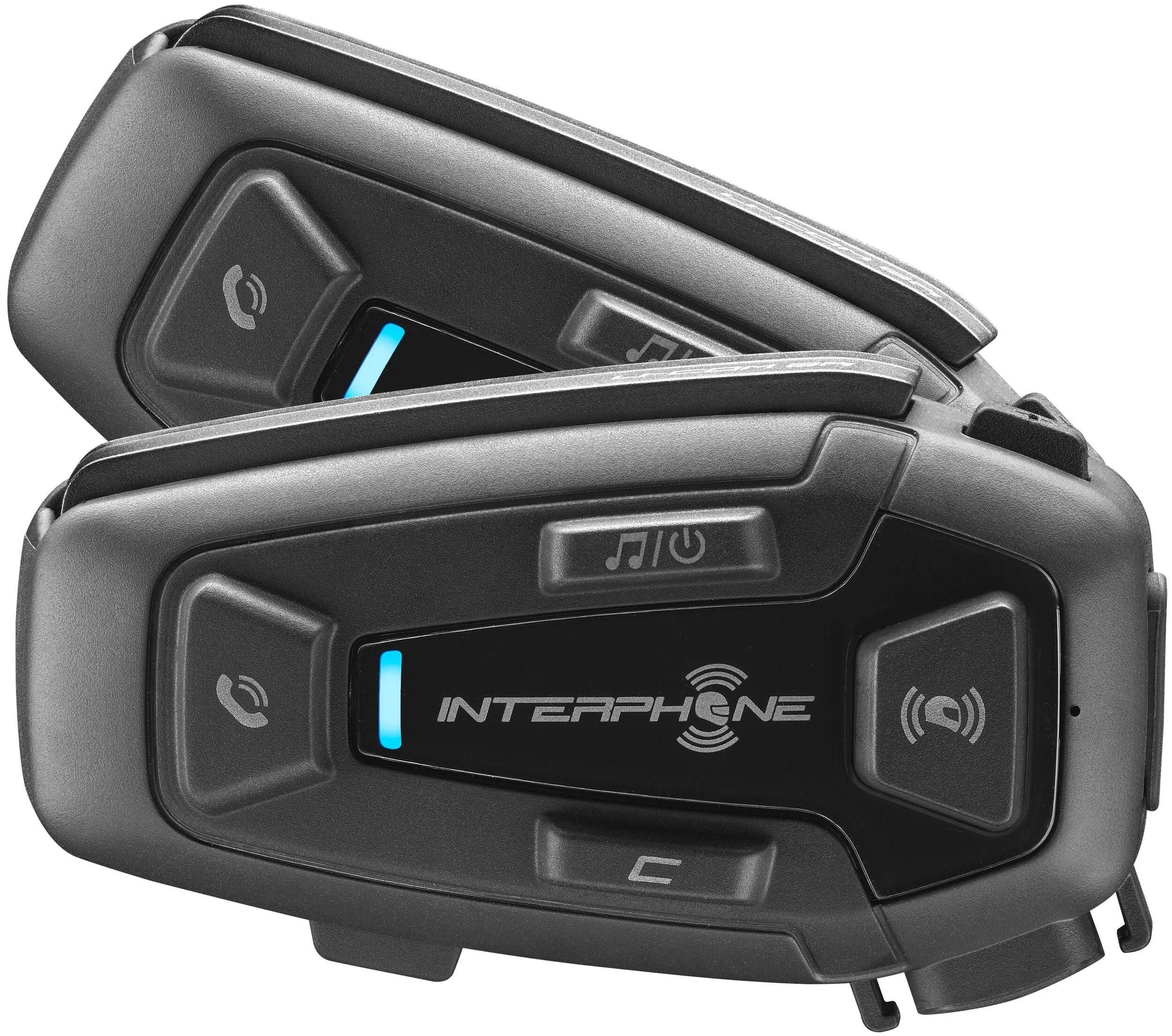 Interphone U-COM 8R DOPPELPACK, 1600 m, A2DP, AVRCP, HFP, Schwarz, Wasserdicht, IP67, 18 h