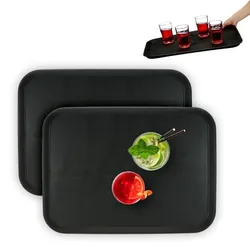 Relaxdays 2er Set Serviertablett 56 x 41 cm Schwarz