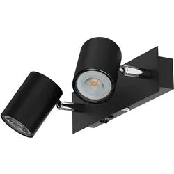 ledscom.de Wandspot WAIKA, zweiflammig, mit Schalter, schwarz matt, inkl. GU10 LED Lampen je 510lm warmweiß