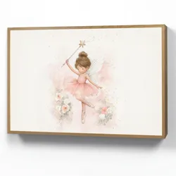 NACHTTISCHLAMPE MIT AKKU Ballerina - Fee - Blumen - Rosa 90x60 cm