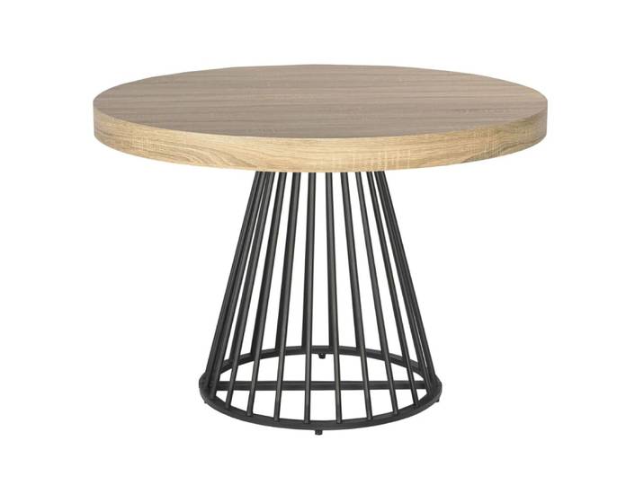 Table ronde extensible chêne clair pieds noir