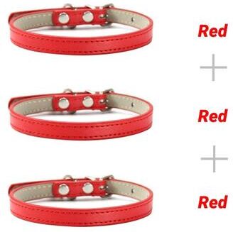 Uplift Essentials Soft PU Leather Cat And Puppy Collars Pack Of 3 red m