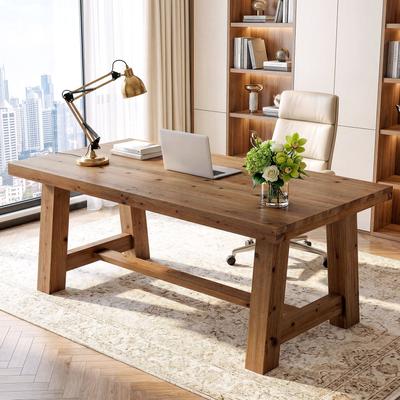 1Easylife Solid Wood Computer Desk, 63 Inch Rectangular Home Office Writing Table Conference Meeting Table for Home Commercial