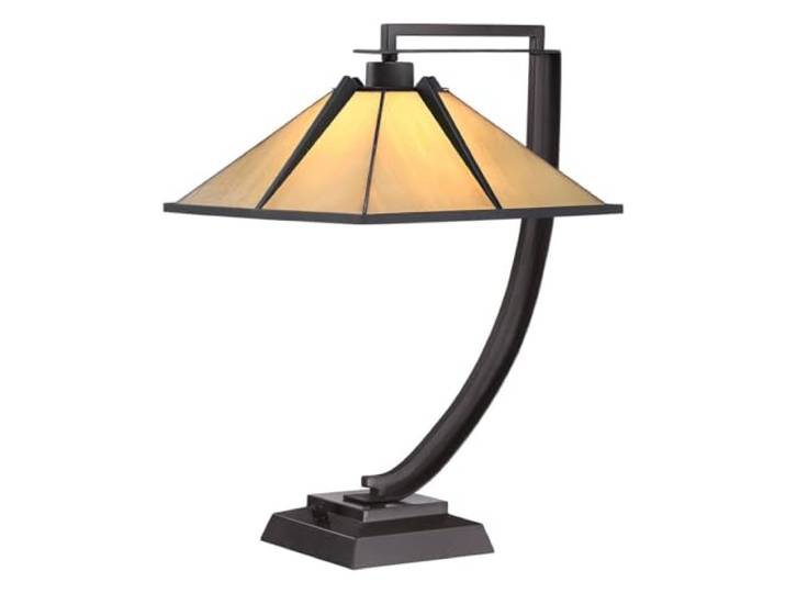Quoizel Lampe de table POMEROY 1xE27 60W acier western bronze, verre artificiel H:54,8cm L:33cm dimmable