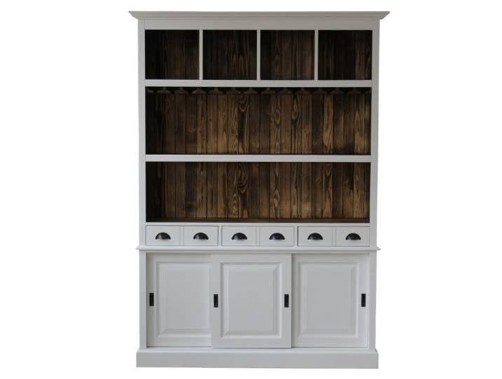 Barschrank Vintage weiß braun Massivholz