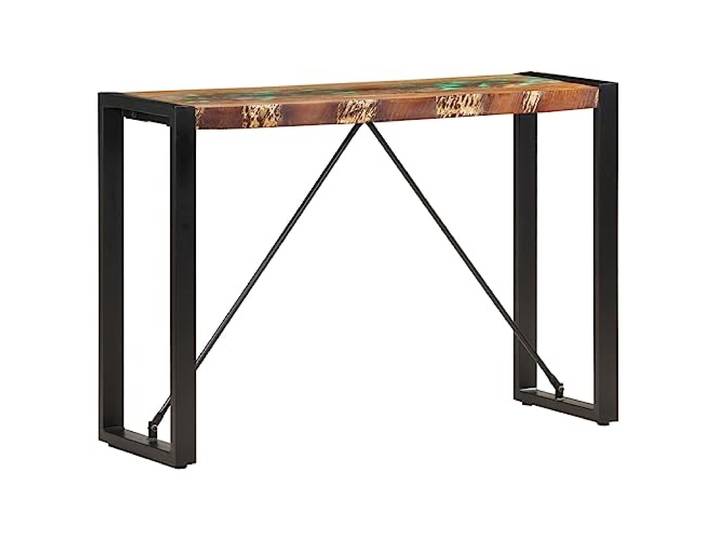 GPWERSDF Konsolentisch 110x35x76 cm Massives Altholz Stahlbeine Schwarz Pulverbeschichtet, Vintage Stil, Flurtisch, Einzigartig