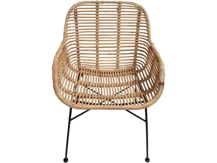 Armlehnstuhl 2er-Set Tan naturbraun, schwarz Rattan, Metall