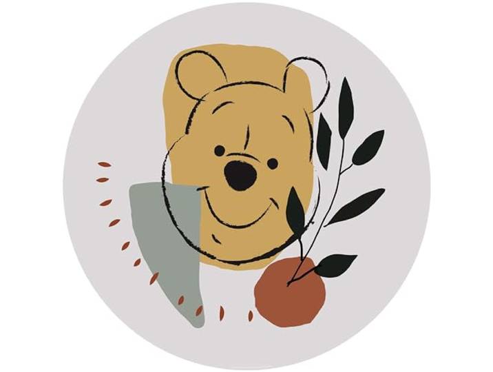 Komar Disney DOT runde und selbstklebende Vlies Fototapete von Disney - Winnie Pooh Smile - Ø Durchmesser 125 cm - Kinderzimmer, Wandtattoo - DD1-035