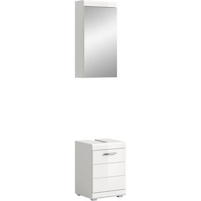 Badmöbel-Set WELLTIME "SIENA, 2-teilig, Waschbeckenunterschrank & Spiegelschrank", weiß (weiß, weiß hochglanz), B:40cm H:191cm T:34cm, Holzwerkstoff, MDF, Spiegelglas, Kastenmöbel-Sets, Badmöbel-Set, Badmöbel, Kombination, Badezimmer, Badset,...