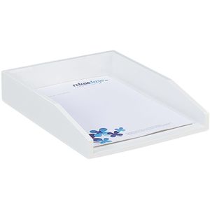 Relaxdays Briefablage A4, weiß, stapelbar, Bambus