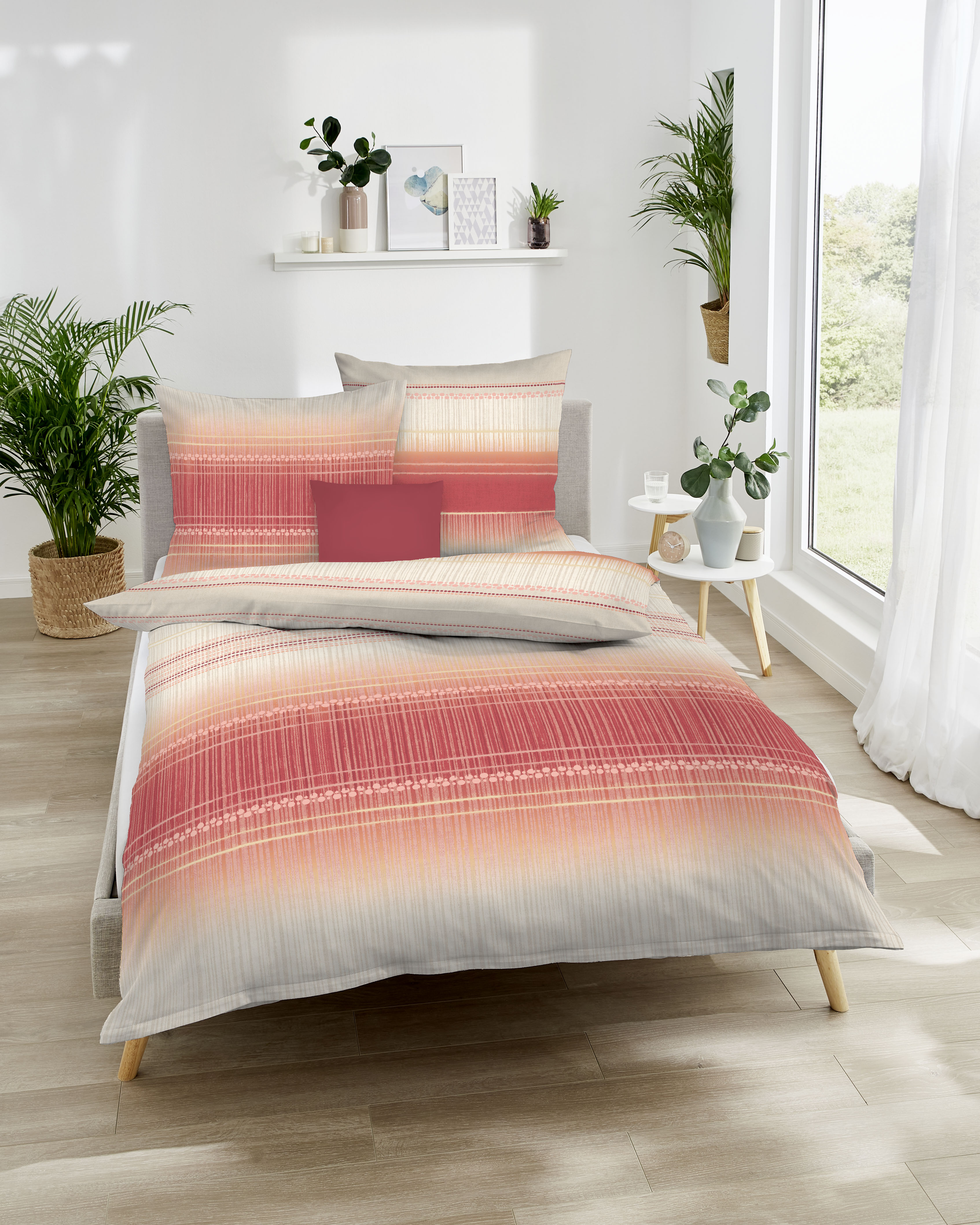 Bettwäsche KAEPPEL "Charisma", rot, B/L: 135cm x 200cm, 1 Stk., 1 Stk., Mako-Satin, B/L: 80cm x 80cm, 2 Stk., Mako-Satin, Obermaterial: 100% Baumwolle, Bettwäsche, Bettwäsche rot B/L: 135cm x 200cm, 1 Stk., 1 Stk., Mako-Satin, B/L: 80cm x 80cm, 2 Stk.