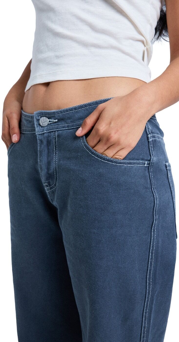 Outdoorhose ROXY "Pop Stitch", Damen, Gr. 28M, Normalgrößen, blau (schwarz), Obermaterial: 100% Baumwolle., Hosen Outdoorhose