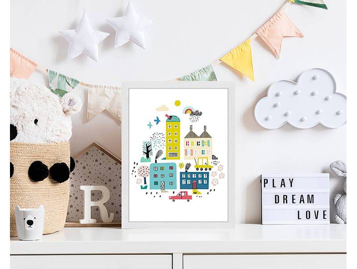 Bild Cartoon Town 33 x 43cm Multicolor