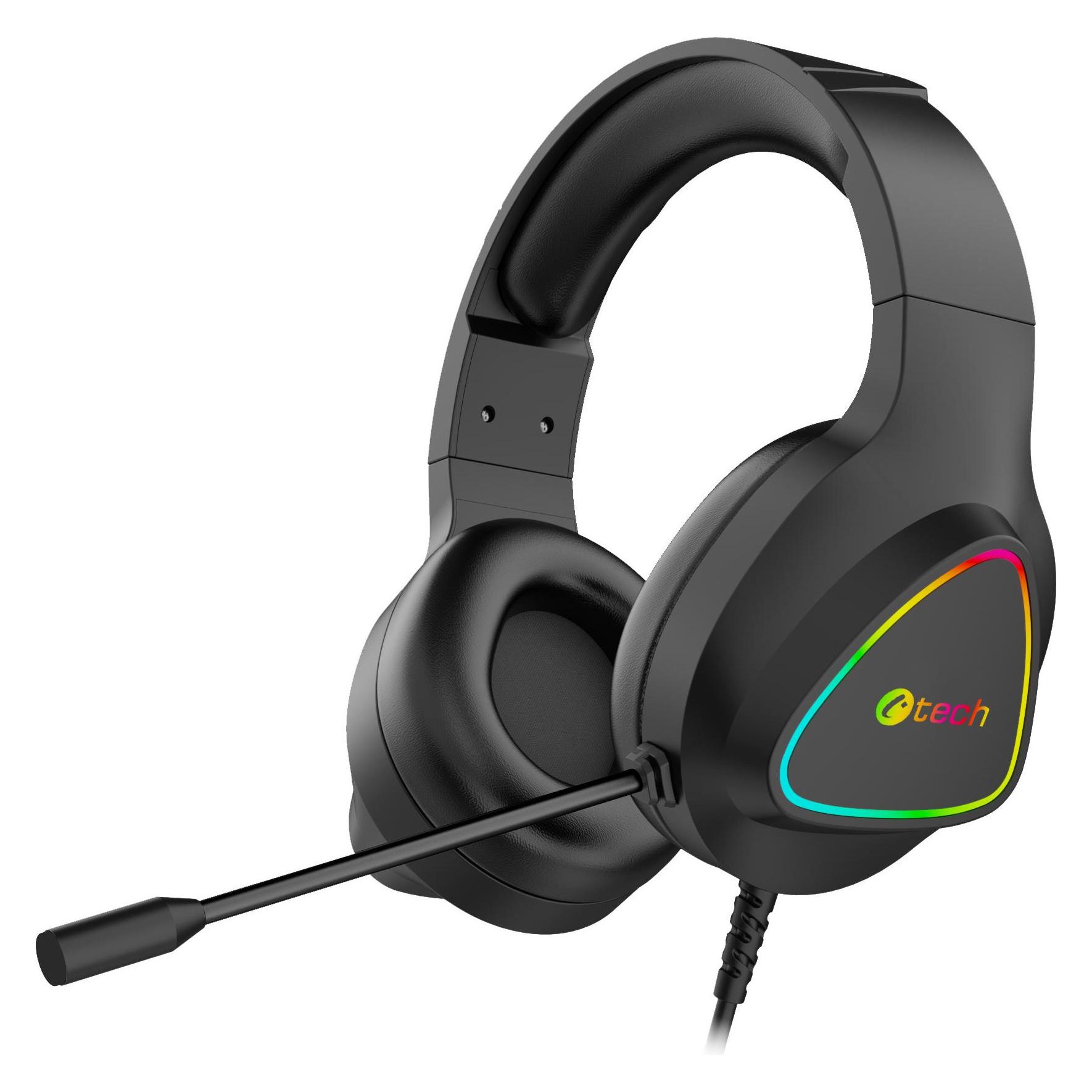 C-Tech Herní sluchátka Midas (GHS-17BK), casual gaming, RGB podsvícení, Äerná (Kabelgebunden) (GHS-17BK)