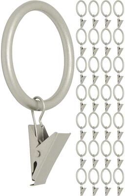 Meriville Drapery Curtain Rings with Clip - 1.5-Inch Inner Diameter