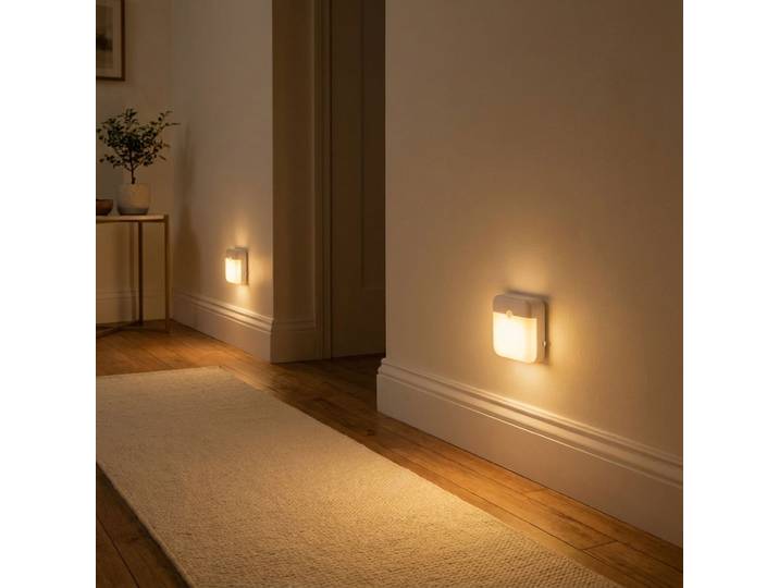 2er-Set LED Nachtlicht & Schrankleuchte mit Bewegungssensor, 7,8 x 8 cm