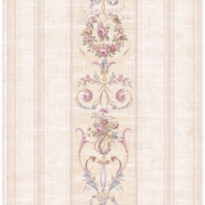 Seabrook Designs Valeriane Floral Stripe Unpasted Wallpaper