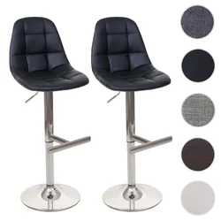 2er-Set Barhocker HWC-A67, Barstuhl Tresenhocker, MVG-zertifiziert ~ schwarz, Kunstleder