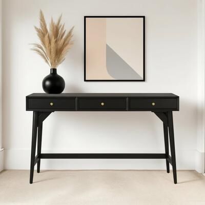 Alpine Furniture Flynn 3 Drawer Large Desk in Black