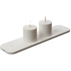 LED Kerzen Uyuni 2er Set mit Ladestation aufladbar 6,8x6,8cm Timer Außen Deko