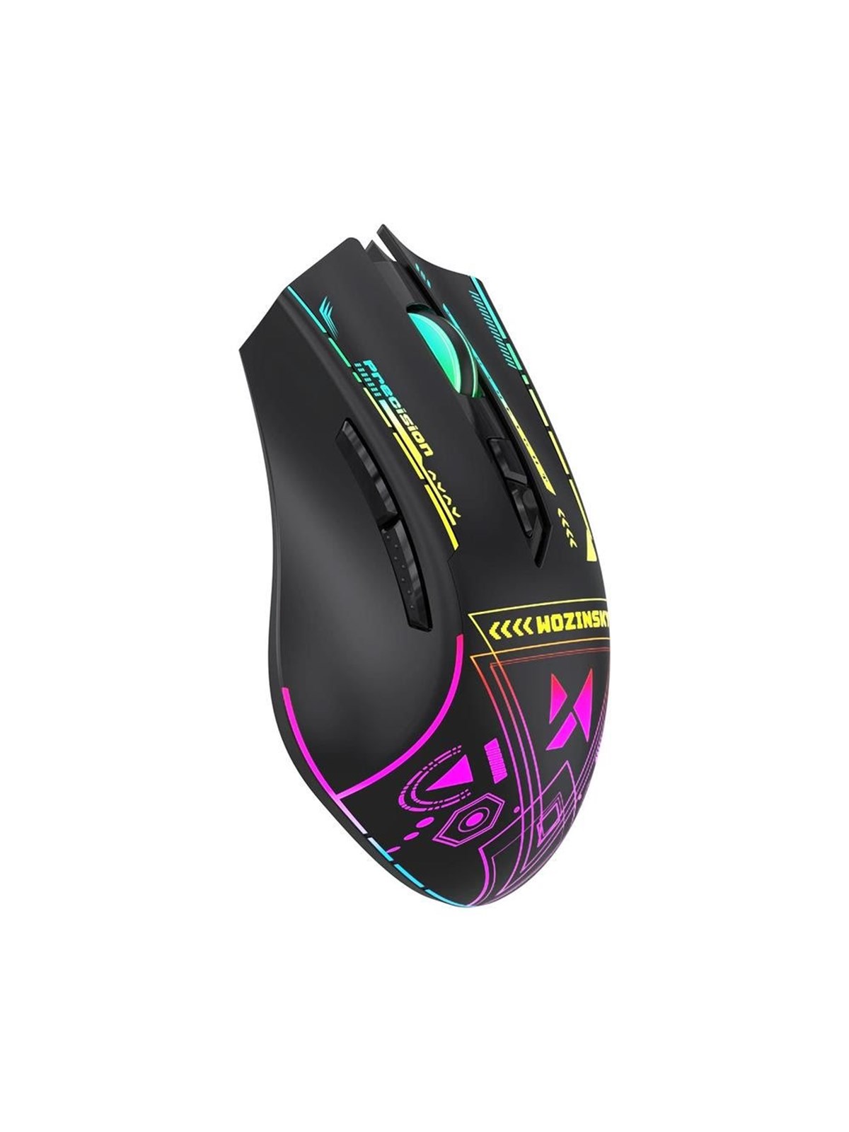 Wozinsky WMGB-3200 Optical Gaming Wireless Mouse with Built-in 3200 DPI Battery with RGB Lighting - Black - Gaming Maus (Schwarz mit RGB)