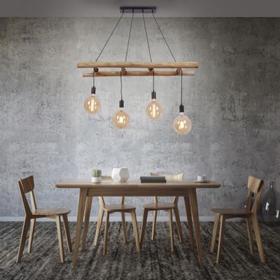 JUST LIGHT Hängeleuchten "EDGAR", beige (schwarz), 4, H: 120cm, 1 Stk., Leuchten, Leiter Optik, Abhängung verstellbar - Reutlinger Verschluss, Hängeleuchte Esszimmerlampe Designerlampe Pendelleuchte