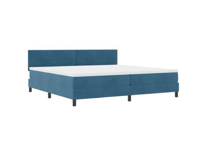 KTHLBRH Doppelbett Samt Dunkelblau 200 x 200 cm Engineered Holzstruktur, weicher Schaum, Rahmen mit festen Latten, Kopfteil aus Kunstleder