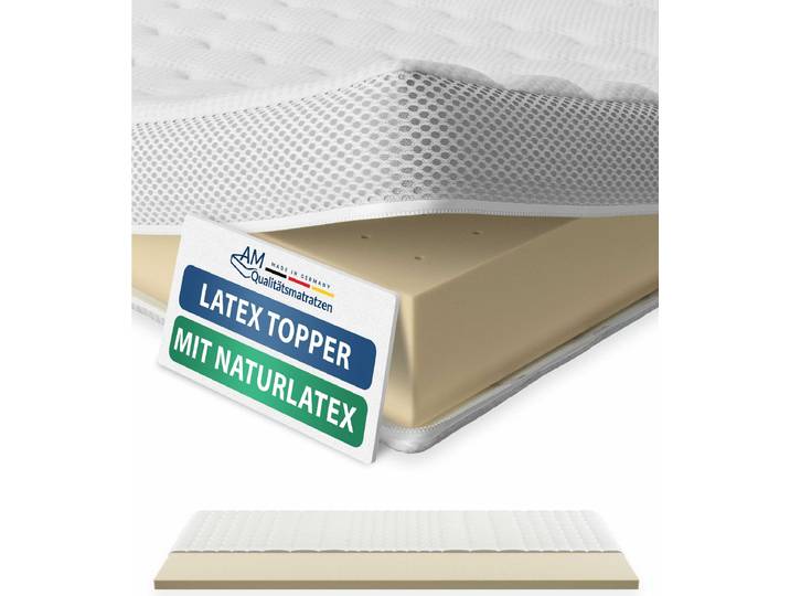 AM Qualitätsmatratzen Premium Latex-Topper 150x200 cm 6 cm Höhe Matratzentopper 150/200 Latex Topper