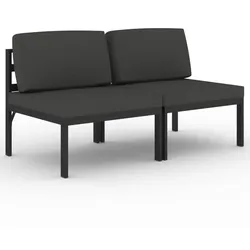 Helloshop26 - 2-Sitzer-Gartensofa mit Kissen anthrazitfarbenes Aluminium 02_0013211