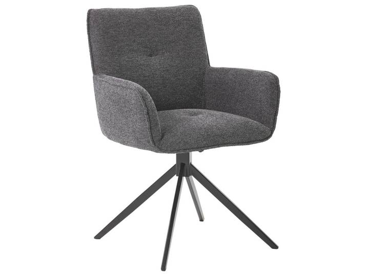 Valdera Armlehnstuhl, Graphitfarben, Metall, Textil, Stativgestell, 61x85x63 cm, Typenauswahl, inklusive Armlehnen, Sitzfläche 180° drehbar, automatische Rückholfunktion, Esszimmer, Stuhl, Polsterstühle