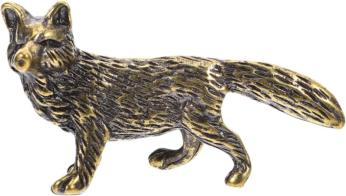 Cosensi Miniatuur Brass Fox - Gouden Dierenfiguur in Retro Stijl voor Decoratie