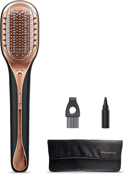 Cepillo reparador de cabello - Rowenta Hair Therapist™ CF9940F0, Repara la fibra capilar, Tecnología Thermal Care, Revestimiento Keratin, Negro