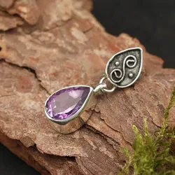 Drachensilber Amethyst Steinschmuck Anhänger 925 Silber - Silber;Lila